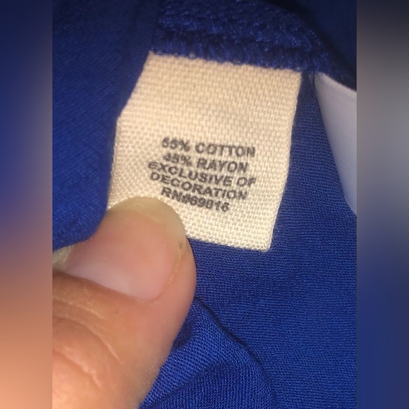 RUFF HEWN Blue/White Peasant Ruffle on/off Shoulder Blouse Top 3X Plus NWT. - Picture 5 of 6